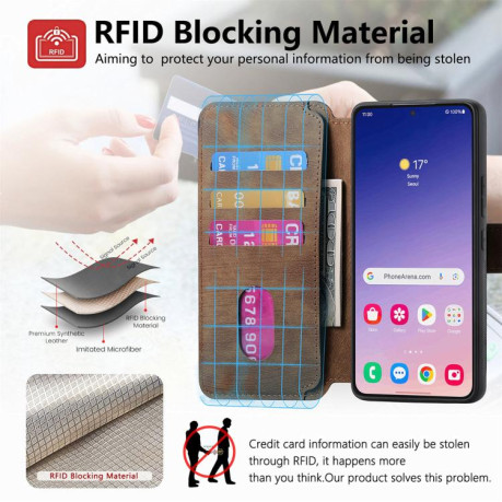Чохол-книжка CaseNeo MagSafe RFID Anti-theft Retro Leather для Samsung Galaxy S25+ 5G - коричневий