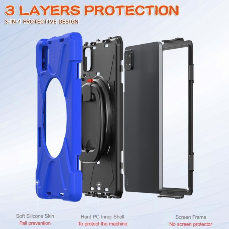 Чехол Silicone Hybrid PC Tablet Case with Holder &amp; Shoulder Strap для Xiaomi Pad 6 / 6 Pro - синий