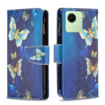 Чохол-гаманець Colored Drawing Pattern Zipper для Realme C30 - Gold Butterfly