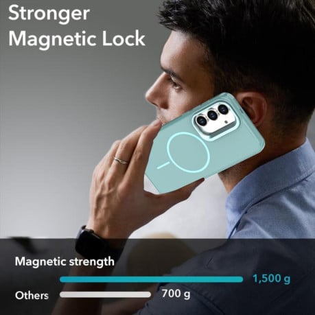 Чехол Bright Color Imitation Camera Bracket с MagSafe и имитацией камеры на Samsung Galaxy S25 FE 5G — бирюзово-синий