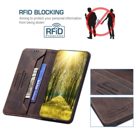 Чехол-книжка RFID Blocking на Xiaomi 12T / 12T Pro / Redmi K50 Ultra - коричневый