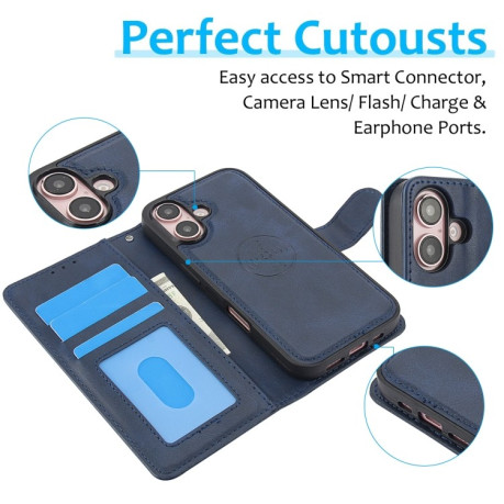 Чохол-книжка Calf Texture 2 in 1 Detachable Magnetic на iPhone 16 - синій