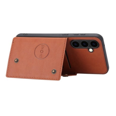 Противоударный чехол Double Buckle для Samsung Galaxy S25 5G - коричневый