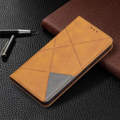 Чехол-книжка Rhombus Texture для Samsung Galaxy S22 Plus 5G - коричневый