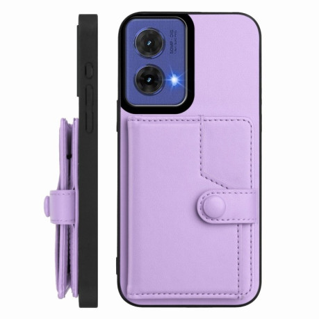 Ударозащитный чехол EU Version Button Card Bag RFID Anti-theft для Motorola Moto G85 - фиолетовый