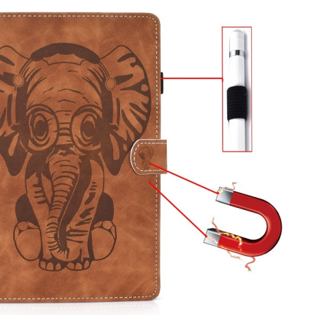 Чохол-книжка Embossed Elephant Pattern на iPad Air 10.9 2022/2020 - коричневий