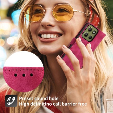 Чохол-книжка Skin-feel Flowers Embossed для Motorola Moto G15 - винно-червоний