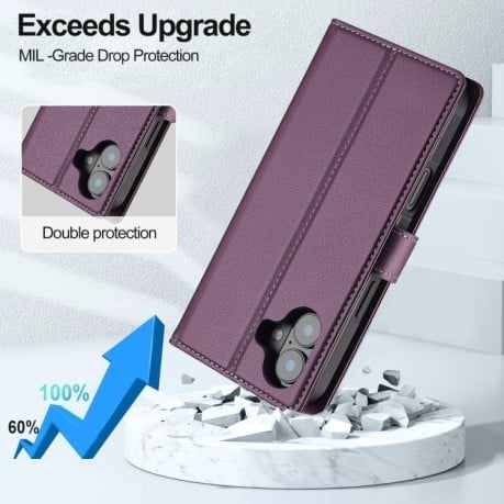 Чехол-книжка LCIMEEKE L2 Series Detachable Magsafe для iPhone 16 Plus - фиолетовый