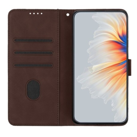 Чехол-книжка Skin Feel Heart Amile для Xiaomi Redmi Note 14 5G/Poco M7 Pro 5G - коричневый