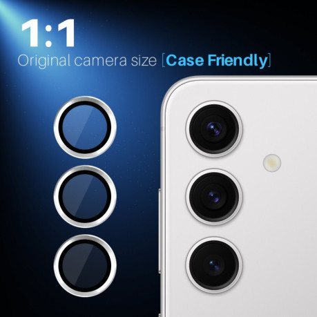 Захисне скло NORTHJO Glitter Camera Lens Protector Tempered Glass Metal Ring для Samsung Galaxy S25 5G - сріблясте