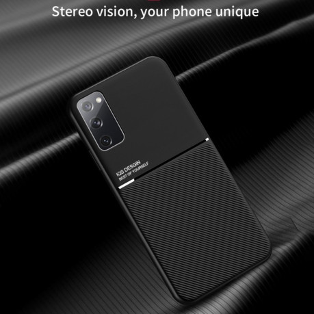 Противоударный чехол Tilt Strip Grain на Samsung Galaxy S20 FE - черный
