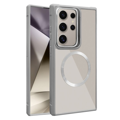 Протиударний чохол Plated CD Texture MagSafe Acrylic Hybrid  для Samsung Galaxy S25 Ultra 5G - сірий