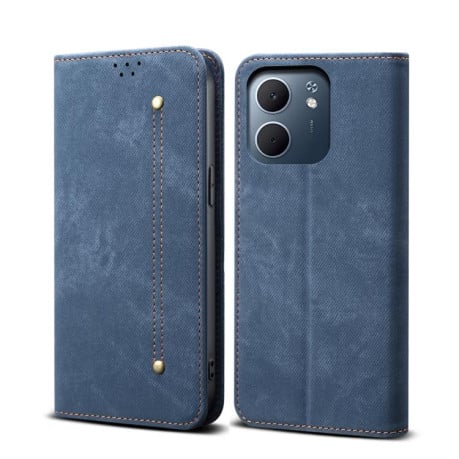 Чехол-книжка с джинсовой тканью casual на OPPO A5x 4G / 5G - синий