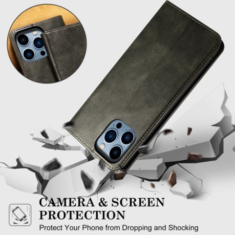 Чехол-книжка Simple Wax Crazy Horse для iPhone 16 Pro Max - зеленый