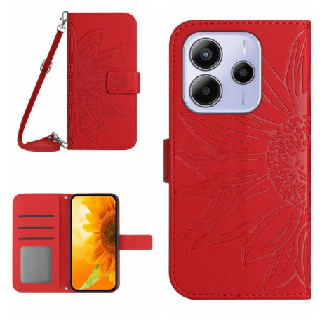 Чехол-книжка Skin Feel Sun Flower для Xiaomi Redmi Note 14 4G Global - красный