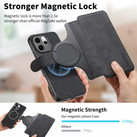 Чохол-книжка CaseNeo MagSafe RFID Anti-theft Retro Leather на OPPO Reno15 Pro 5G Global — чорний