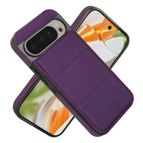 Противоударный чехол Tri-fold Holder Leather Phone Case with Card Slot для Google Pixel 9 / 9 Pro - фиолетовый