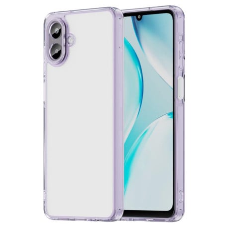 Чехол Airbag гибрид с цветными гранями на Samsung Galaxy A07 4G - прозрачно-фиолетовый
