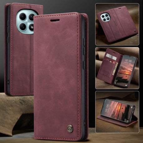 Чохол-книжка CaseMe-013 багатофункціональний з кишенькою на карт на Xiaomi Redmi Note 15 4G / 5G /Poco M8 164mm — червоний