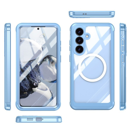 Протиударний скляний чохол Tempered Glass MagSafe  для Samsung Galaxy S25+ 5G - блакитний