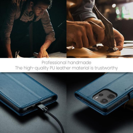 Чехол-книжка CaseMe 023 Butterfly Buckle Litchi Texture RFID Anti-theft Leather для Xiaomi Redmi Note 14 4G 164.84mm - синий