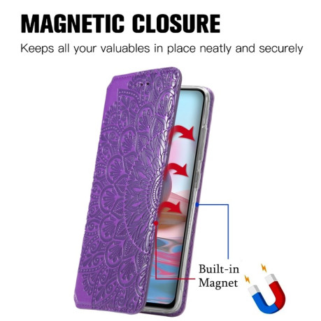 Чехол-книжка Blooming Mandala для Xiaomi Redmi Note 10/10s/Poco M5s 4G - фиолетовый