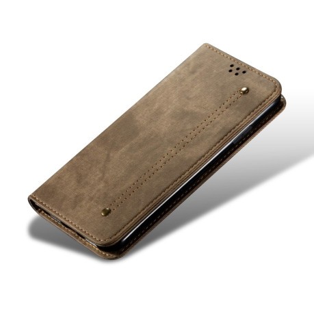 Чехол книжка Denim Texture Casual Style на Samsung Galaxy A12/M12 - хаки