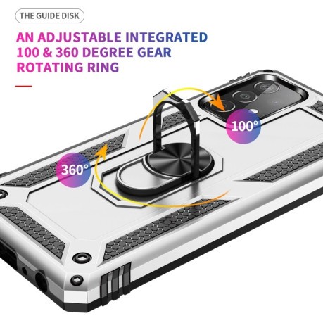 Противоударный чехол 360 Degree Rotating Holder на Samsung Galaxy A52/A52s - серебристый