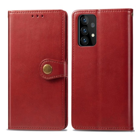 Чехол-книжка Retro Solid Color на Samsung Galaxy A72 - красный