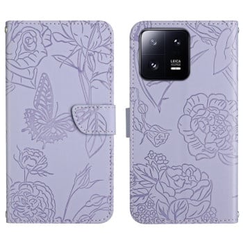 Чохол-книжка Skin Feel Butterfly Embossed для Xiaomi 13 Pro - фіолетовий