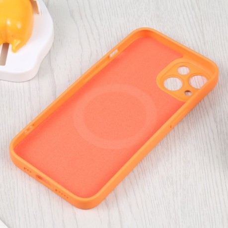 Противоударный чехол Liquid Silicone Full (Magsafe) для iPhone 15 Plus - оранжевый