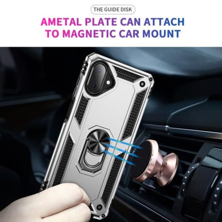 Чехол HMC с поворотным 360 держателем на Samsung Galaxy A07 4G - серебристый