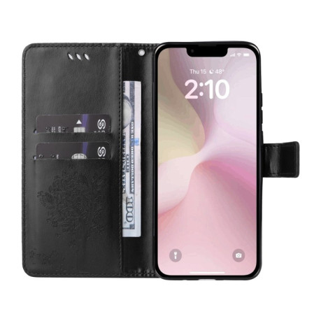 Чехол-книжка Happy Cat Pattern для iPhone 16e - черный