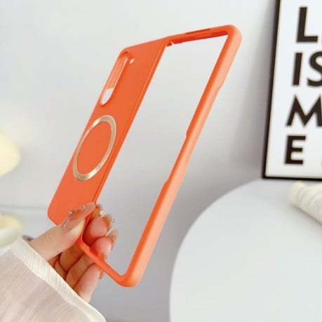 Противоударный чехол Skin Feel MagSafe Magnetic для Samsung Galaxy  Fold 6 - оранжевый