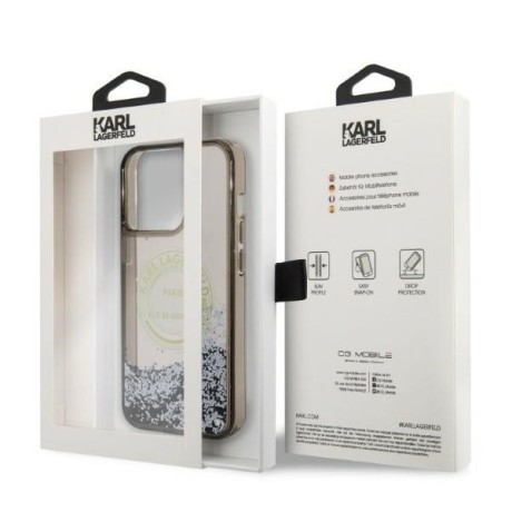 Оригинальный чехол Karl Lagerfeld Liquid Glitter RSG для iPhone 14 Pro Max - black