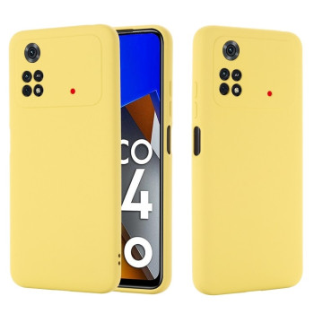 Силиконовый чехол Solid Color Liquid Silicone на Xiaomi Poco M4 Pro 4G - желтый