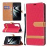 Чехол-книжка Color Matching Denim Texture на Samsung Galaxy S22 Plus 5G - красный