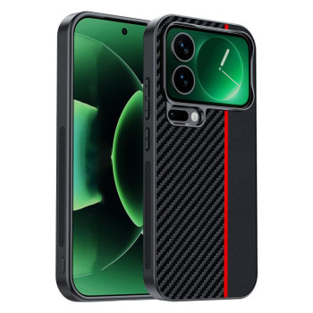 Противоударный чехол Carbon Fiber Texture Printing на Xiaomi 17 Pro Max — чёрный/красный