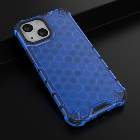 Противоударный чехол Honeycomb with Neck Lanyard для iPhone 13 mini - синий