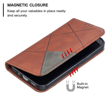 Чохол-книга Rhombus Texture на iPhone 12 Mini - коричневий