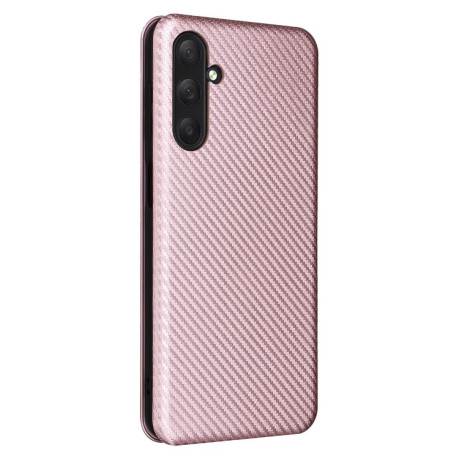 Чохол-книжка Carbon Fiber Texture для Samsung Galaxy M54 5G - рожевий