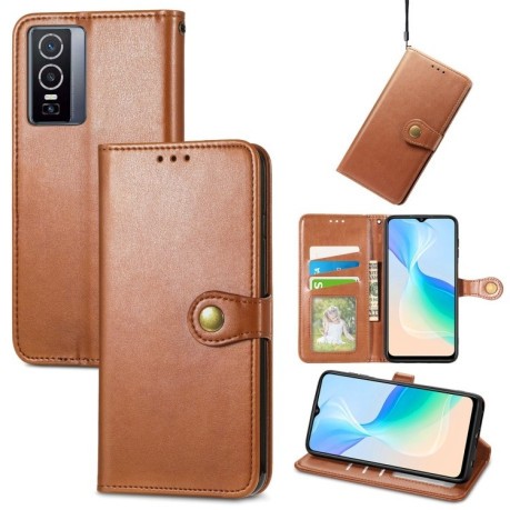 Чохол-книжка Retro Solid Color на Vivo Y76 5G - коричневий
