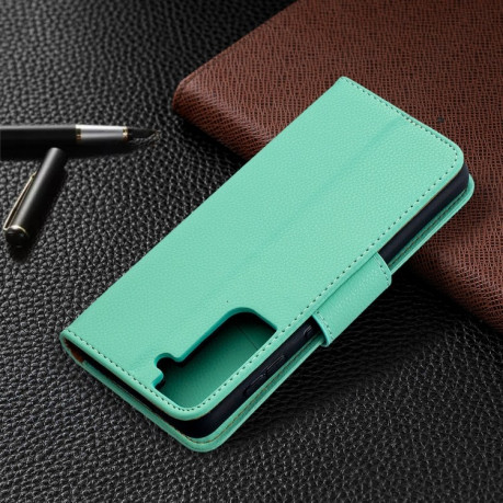 Чехол-книжка Litchi Texture Pure Color на Samsung Galaxy S21 - зеленый
