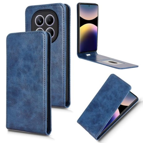 Флип-чехол Magnetic Vertical Flip Leather для Xiaomi Redmi Note 14 Pro 4G - синий