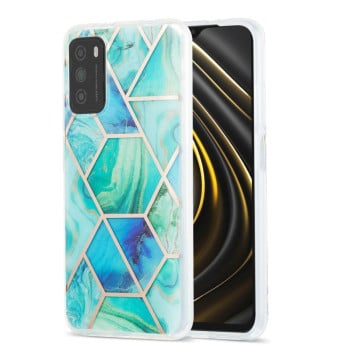 Противоударный чехол 3D Electroplating Marble для Xiaomi Redmi 9T/Poco M3 - зеленый