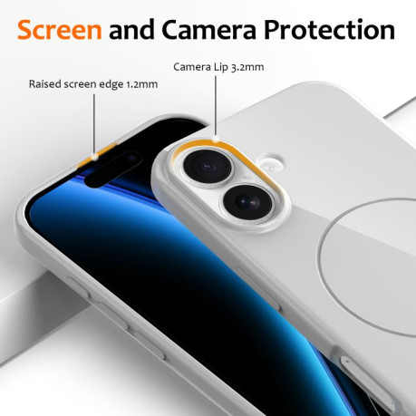 Противоударный чехол Glossy TPU Shockproof MagSafe на iPhone 17 - белый