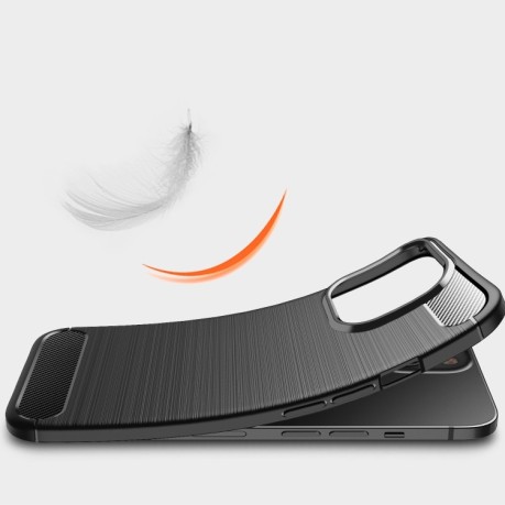 Чехол Brushed Texture Carbon Fiber на iPhone 13 Pro - черный
