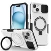 Противоударный чехол Sliding Camshield Magsafe Holder для iPhone 15 - черно-белый