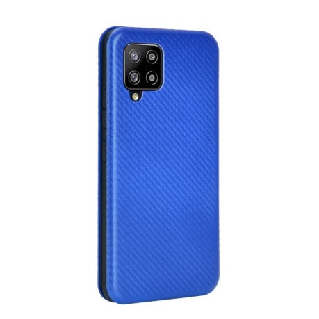 Чехол-книжка Carbon Fiber Texture на Samsung Galaxy A42 - синий