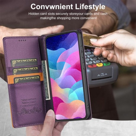 Чохол-книжка N.BEKUS P3 RFID Stitching з кишенькою на карток на Samsung Galaxy S25 FE 5G - фіолетовий